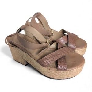 Dinos Brown Espadrille Platform‎ Wedges Size 5 (EU 35)